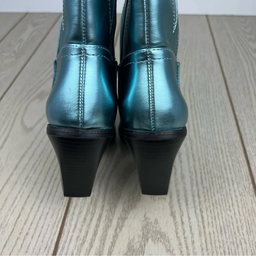 Madden Girl Arizona Knee High Cowboy Boots 7.5M Metallic Blue $99